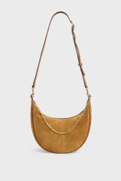 Sac Demi-Lune En Cuir Velours Ble - Suzanne