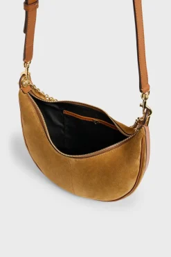 Sac Demi-Lune En Cuir Velours Ble - Suzanne