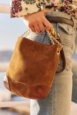 Sac Travers Cuir Velours Ambre - Mini Charlotte