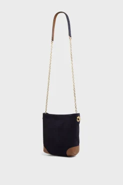 Sac Travers En Cuir Bleu - Mini Charlotte