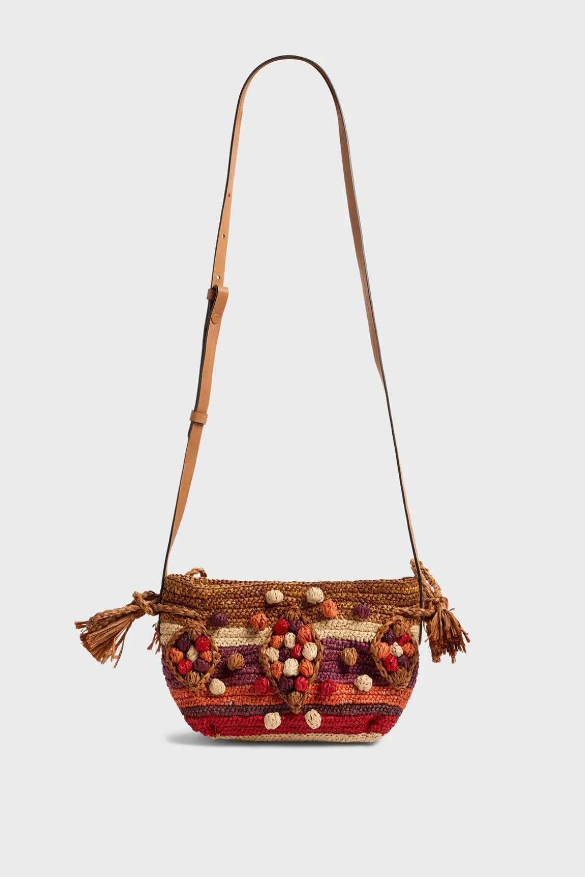 Sac Travers En Raphia Rouge - Mini 24