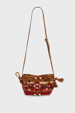 Sac Travers En Raphia Rouge - Mini 24