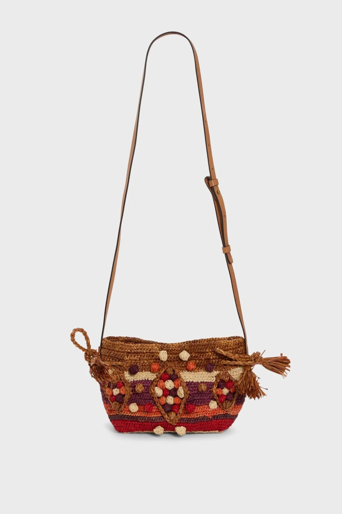 Sac Travers En Raphia Rouge - Mini 24