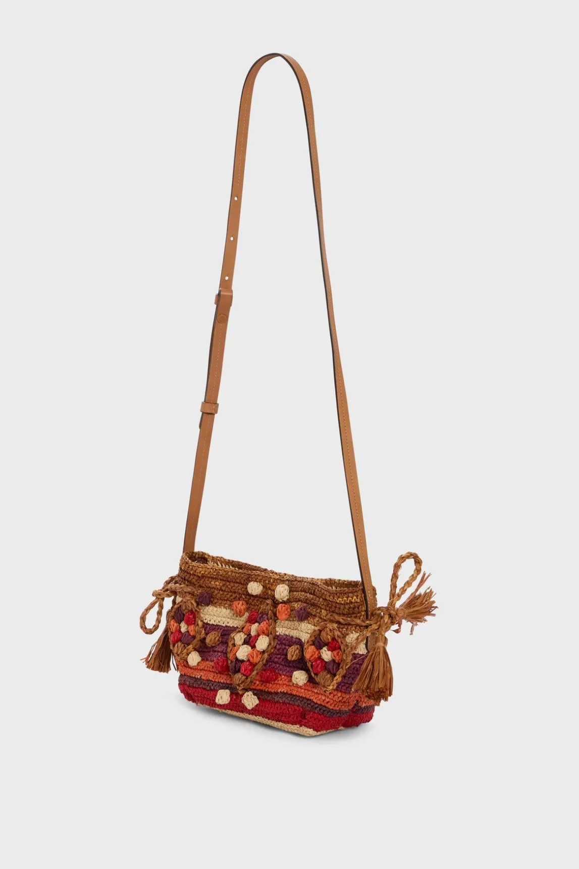 Sac Travers En Raphia Rouge - Mini 24