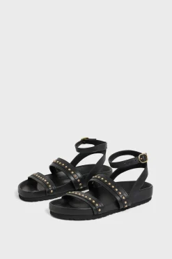 Sandales En Cuir Et Clous Noir - Arianne