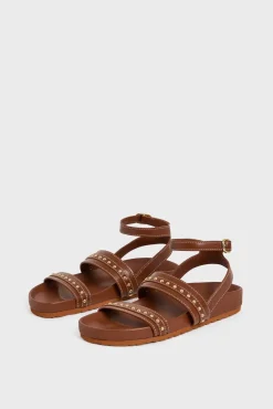 Sandales En Cuir Et Clous Cognac - Arianne