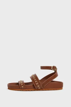 Sandales En Cuir Et Clous Cognac - Arianne