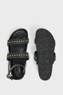Sandales En Cuir Et Clous Noir - Arianne