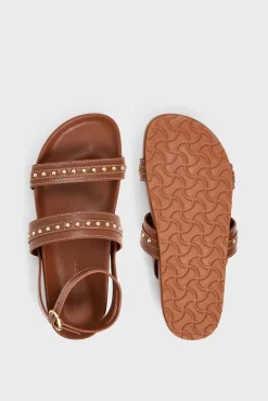 Sandales En Cuir Et Clous Cognac - Arianne
