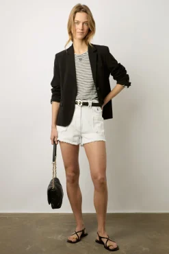 Short Ecru En Denim Frange Ecru - Farel