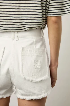 Short Ecru En Denim Frange Ecru - Farel