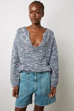 Short En Jean Clair Nuage - Cassis
