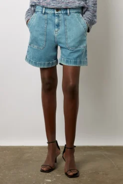 Short En Jean Clair Nuage - Cassis
