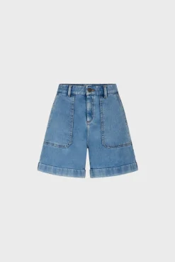 Short En Jean Clair Nuage - Cassis
