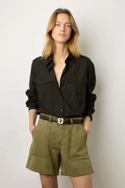 Short En Lin Melange Vert Kaki - Catille