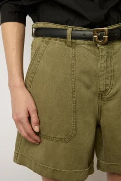 Short En Lin Melange Vert Kaki - Catille