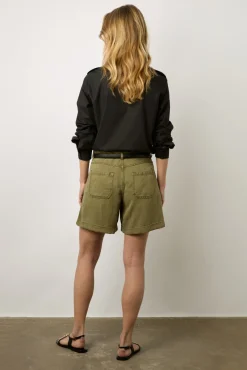 Short En Lin Melange Vert Kaki - Catille