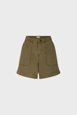 Short En Lin Melange Vert Kaki - Catille