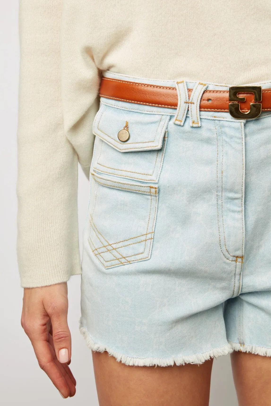 Short Frange A Monogramme Bleu Ciel - Farel