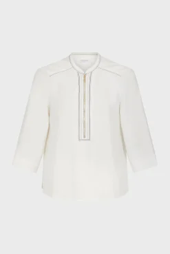 Top Zippe Avec Surpiqures Ecru - Adeline