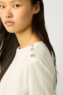 Tshirt A Boutons Strass Ecru - Myrtha