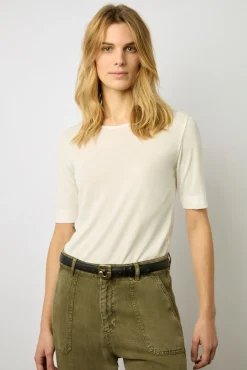 Tshirt A Fines Cotes Blanc - Maggie