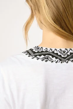 Tshirt Au Col Brode Ecru - Maysam