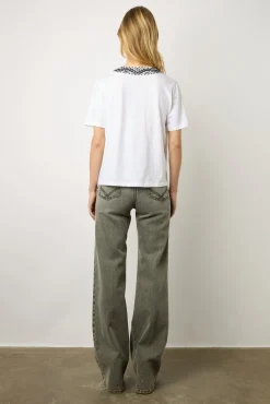 Tshirt Au Col Brode Ecru - Maysam