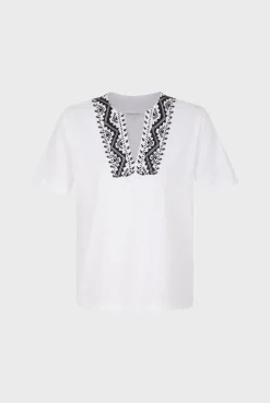 Tshirt Au Col Brode Ecru - Maysam