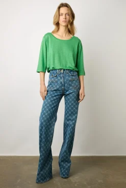 Tshirt Au Dos Boutonne Vert - Magnolia