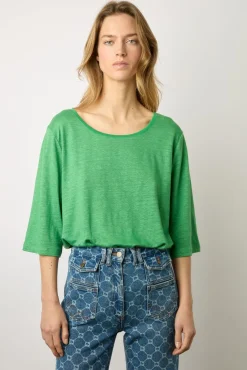 Tshirt Au Dos Boutonne Vert - Magnolia