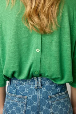 Tshirt Au Dos Boutonne Vert - Magnolia