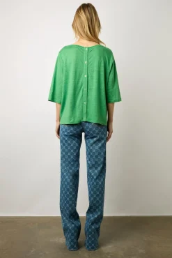 Tshirt Au Dos Boutonne Vert - Magnolia