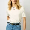 Tshirt Col Rond A Logo Ecru - Marlyne
