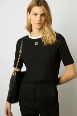 Tshirt Col Rond A Logo Noir - Marlyne