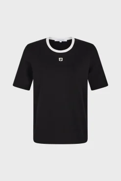 Tshirt Col Rond A Logo Noir - Marlyne