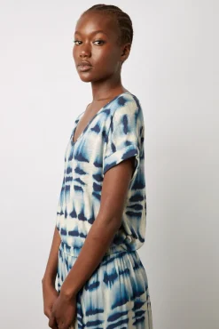 T-Shirt Col Rond Tie & Dye Indigo - Marcele