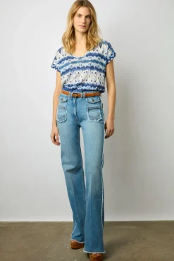 T-Shirt Col Rond Tie And Dye Ecru - Marcele