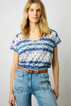 T-Shirt Col Rond Tie And Dye Ecru - Marcele
