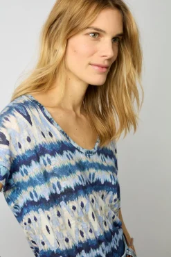 T-Shirt Col Rond Tie And Dye Ecru - Marcele