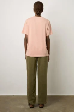 T-Shirt Col Tunisien Coton Rose - Maurine