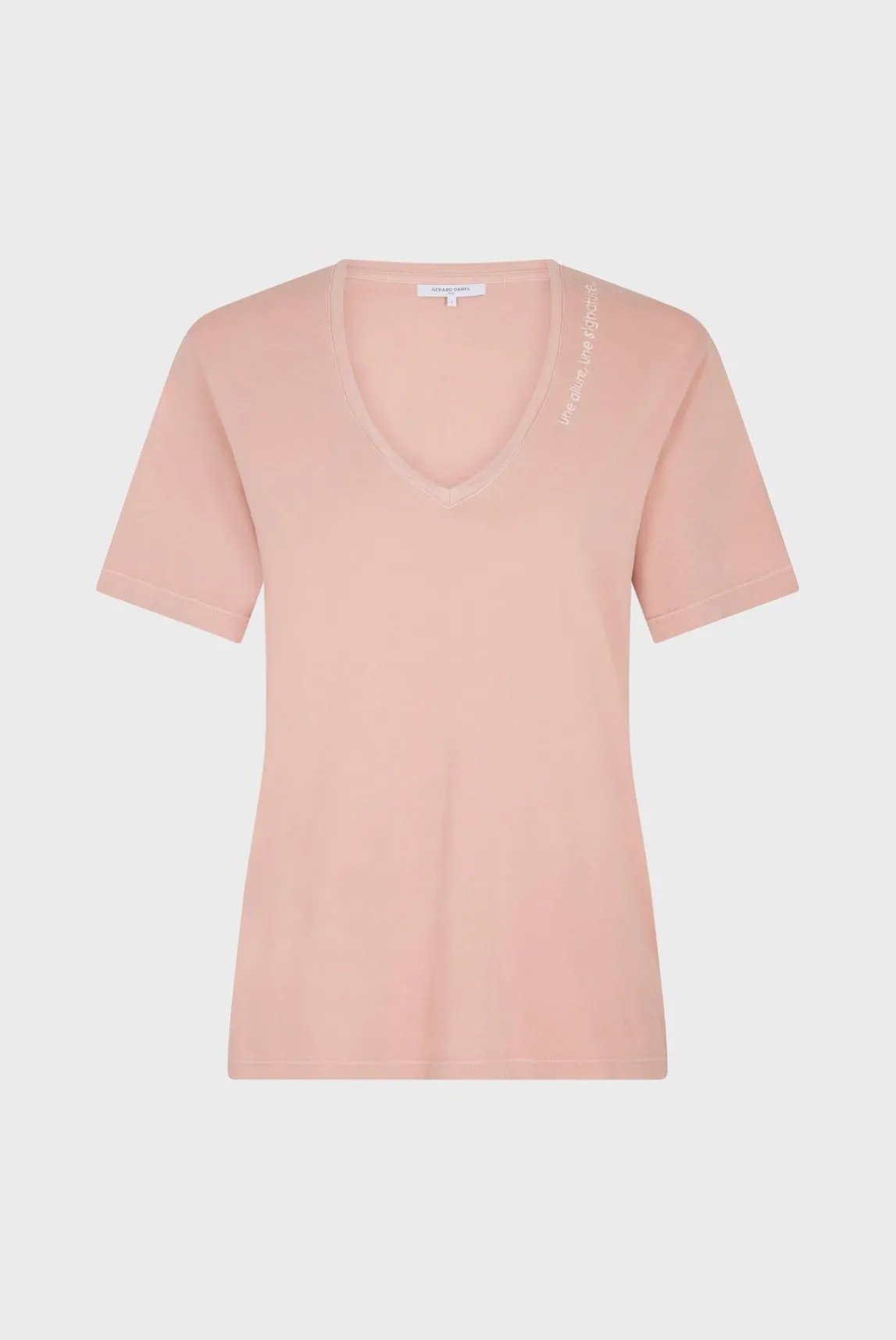 T-Shirt Col Tunisien Coton Rose - Maurine