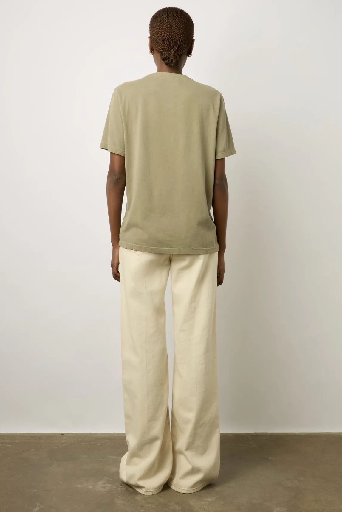 T-Shirt Col Tunisien En Coton Kaki - Maurine