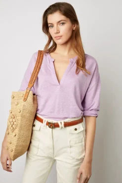 Tshirt Col Tunisien Lilas - Maddie