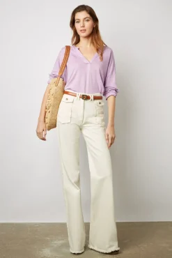 Tshirt Col Tunisien Lilas - Maddie