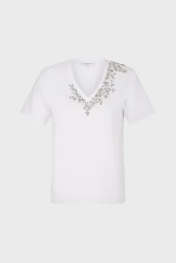Tshirt En Coton A Strass Ecru - Malie