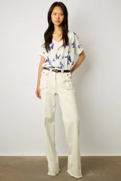 Tshirt En Coton Papillons Bleu - Mirela