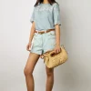 Tshirt En Lin A Broderie Bleu Ciel - Manika