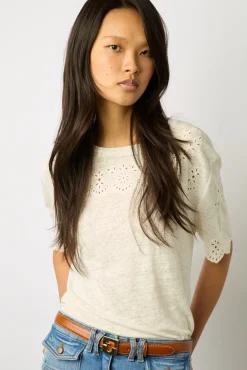 Tshirt En Lin A Broderie Ecru - Manika