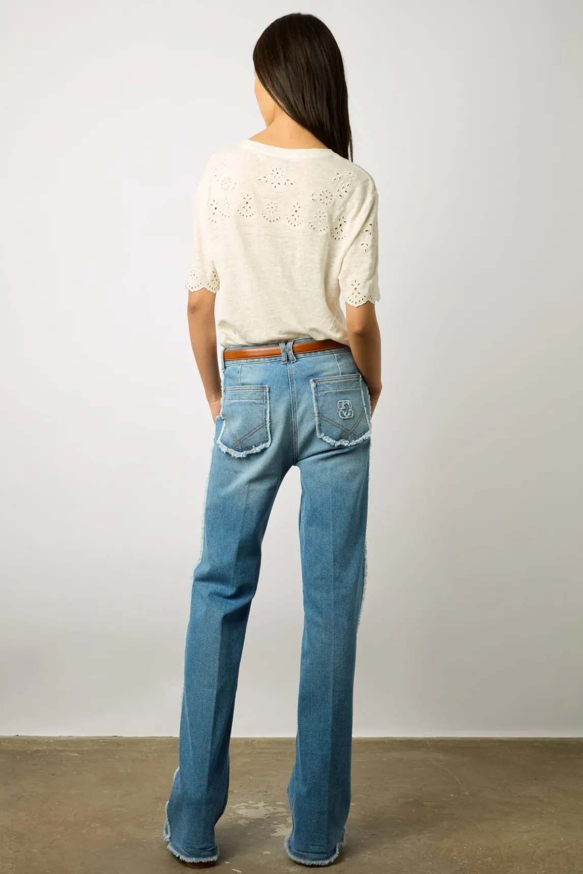 Tshirt En Lin A Broderie Ecru - Manika
